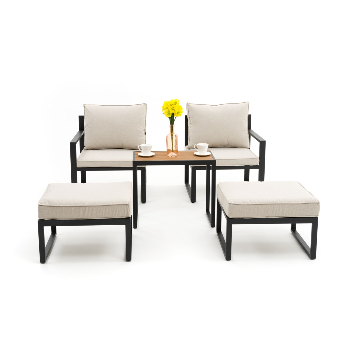 Zestaw mebli ogrodowych aluminiowe nowoczesne ATOL 2 grafitowo beżowe