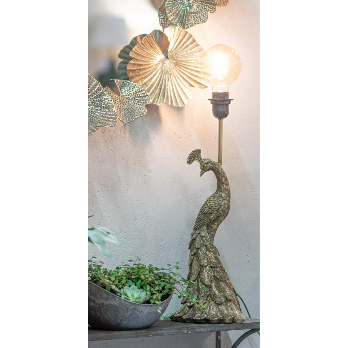 LAMPA STOŁOWA ZŁOTA PAW PTAK BIURKOWA NOCNA E27 glamour do salonu sypialni