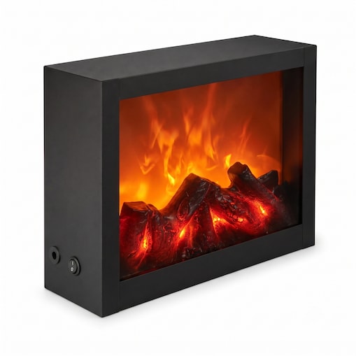 Kominek dekoracyjny LED, metalowy, 10 x 29 x 23 cm