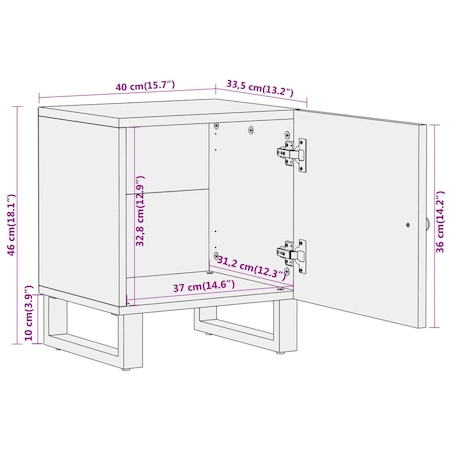 vidaXL Szafki nocne, 2 szt., brązowo-czarne, lite drewno mango