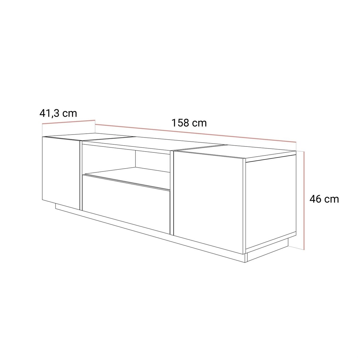 Szafka RTV ONYX kaszmir wysoki połysk 158 cm push to open