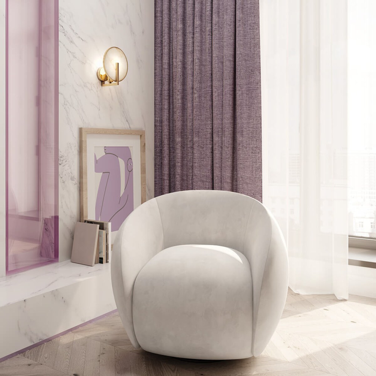 Lampa ścienna Marmo MOD099WL-01G2 kamienny dysk złoty