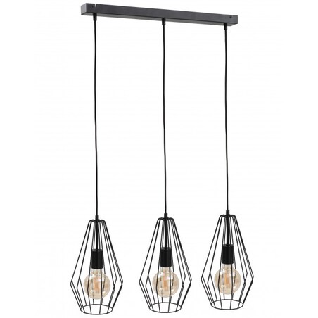 LAMPA wisząca KET437 industrialna OPRAWA metalowy ZWIS druciany czarny