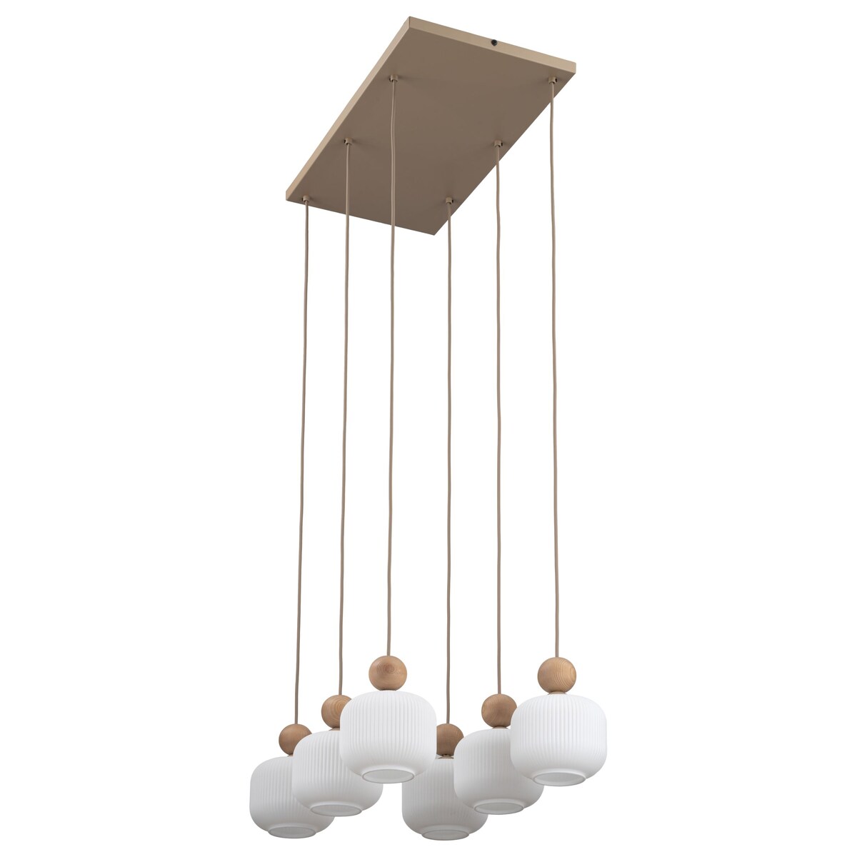 Lampa wisząca BALLO 11052 TK Lighting 6xE14 beżowo-biała szklana do salonu i jadalni regulowana wysokość