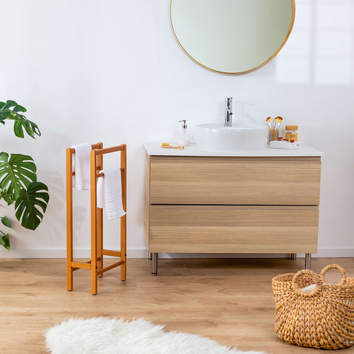 ARREDAMENTI SALVI' Stojak na ręczniki - 77 x 34 cm, Brązowy