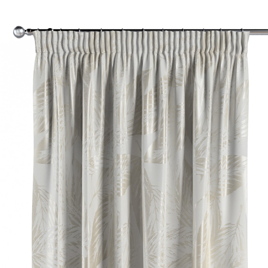 Zasłona na taśmie marszczącej 1 szt. 130x260 szaro-beżowe liście