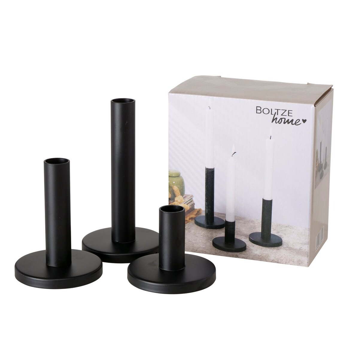 Świecznik metalowy MALKO, 3 sztuki, Ø 9 cm