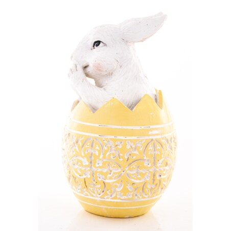 Dekoracja - króliczek w skorupce PISANKI 13x7,5x7,5 cm pomarańczowa