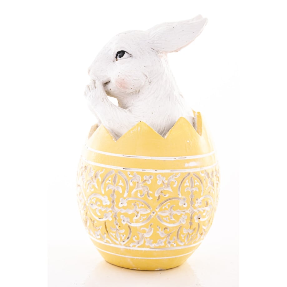 Dekoracja - króliczek w skorupce PISANKI 13x7,5x7,5 cm pomarańczowa