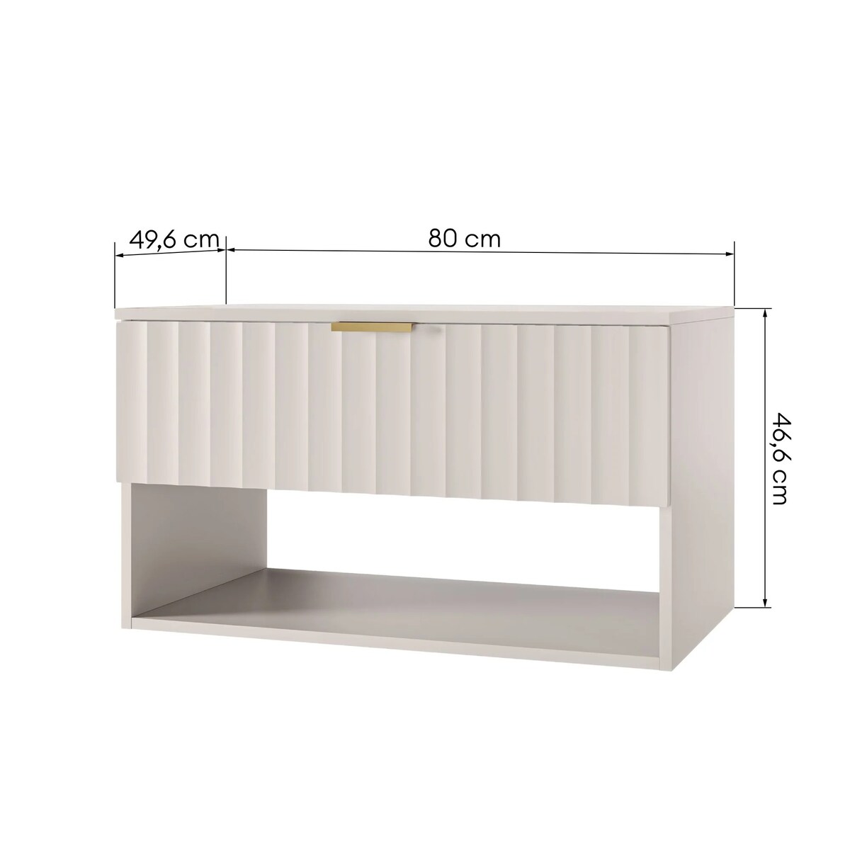 Szafka pod umywalkę z blatem 46,6x80x49,6 cm, ryflowana BADONY