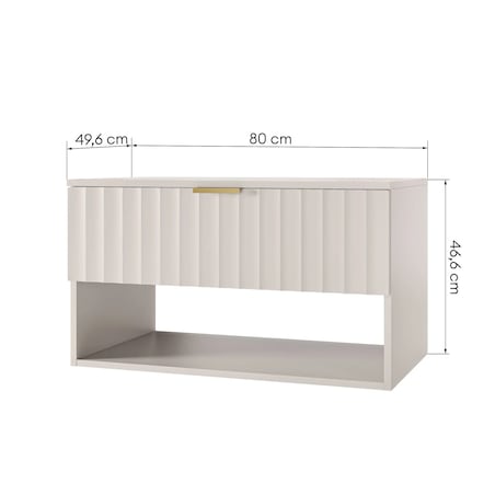 Szafka pod umywalkę z blatem 46,6x80x49,6 cm, ryflowana BADONY