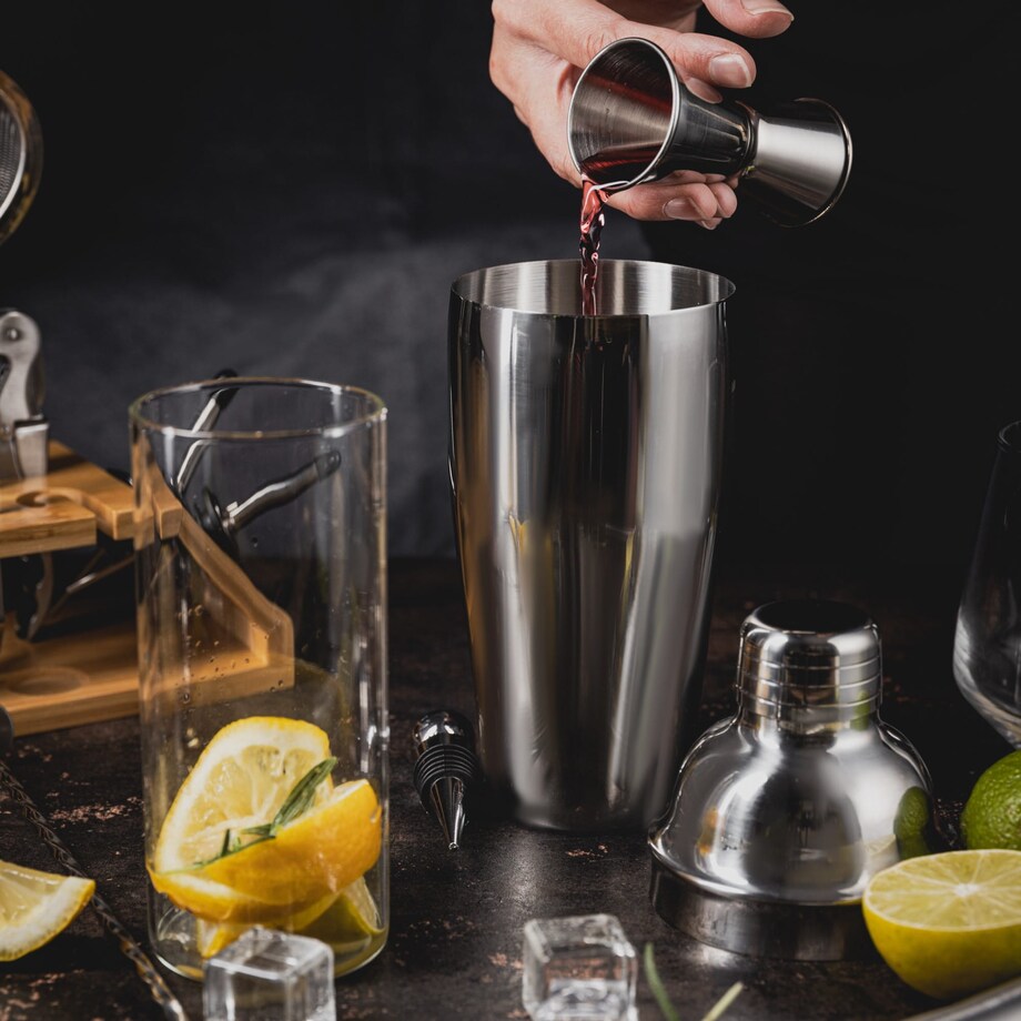 Zestaw barmański do drinków koktajli 13-ele Shaker srebrny KLAUSBERG