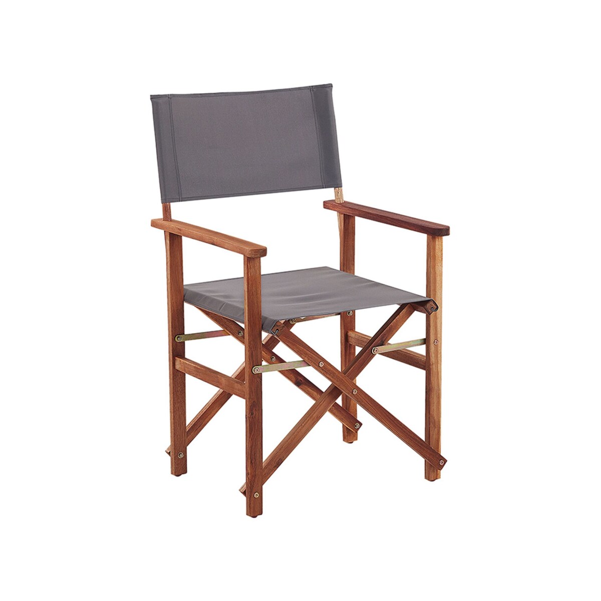 Zestaw 2 krzeseł ogrodowych akacjowy ciemne drewno z szarym / wzór w tropikalne liście CINE