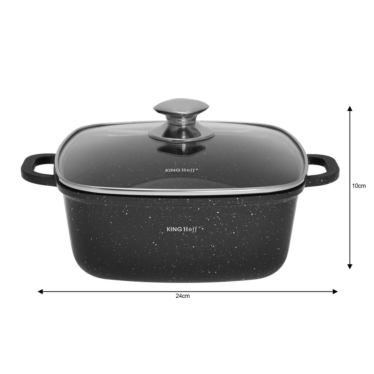 Garnek kwadratowy Z powłoką marmurową 4.5L 24cm indukcja gaz KINGHOFF