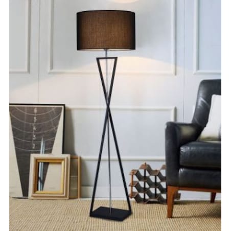 LAMPA podłogowa SANDGLASS FSG-B-E27 Abigali stojąca OPRAWA abażurowa czarna