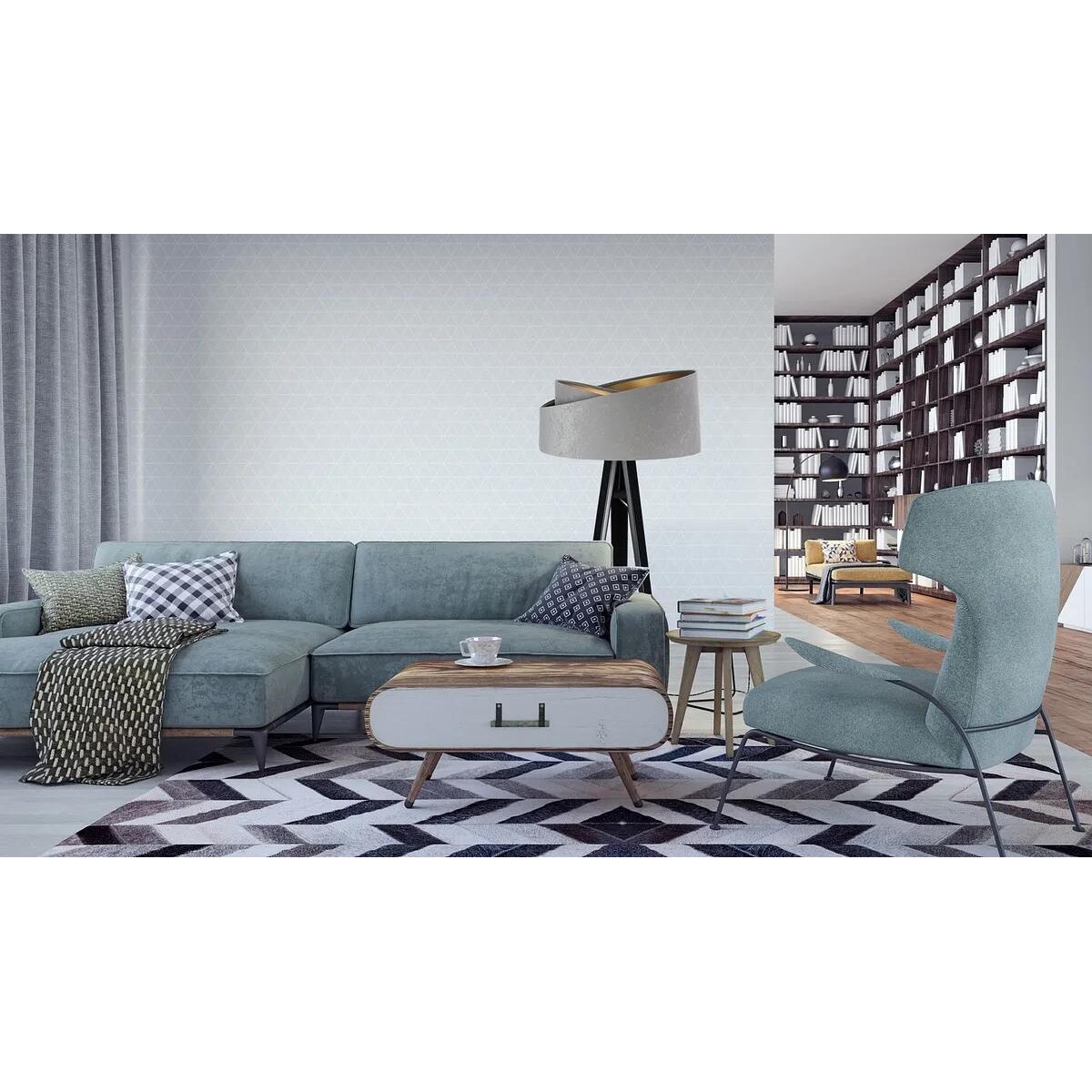 Lampa stojąca GEMSTONE szara/złota/czarna