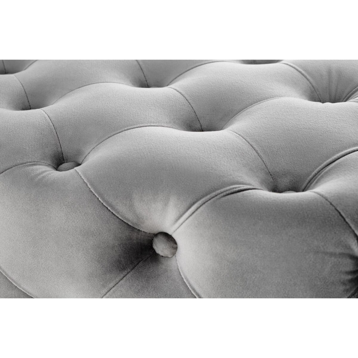 ŁAWKA TAPICEROWANA Nate SZARA pikowana złote nóżki