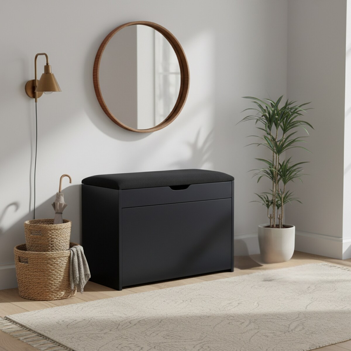 Szafka na buty z siedziskiem i wysuwanymi półkami VAULT, 57 x 30 x 53 cm