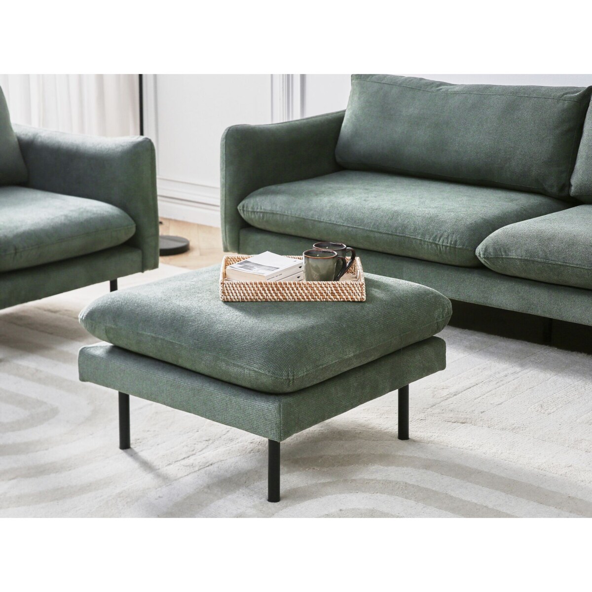 Otomana tapicerowana zielona VINTERBRO