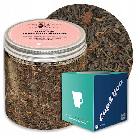 Herbata czerwona pu-erh TRUSKAWKOWY o smaku truskawkowym PREMIUM Cup&You - herbata liściasta sypana mieszanka napar susz - gotowa na prezent upominek