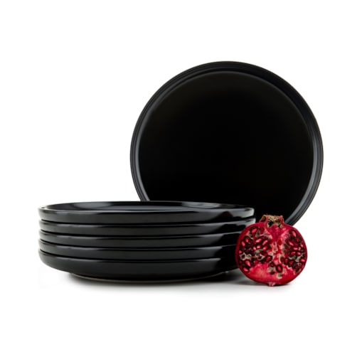 KONSIMO VICTO Zestaw talerzy obiadowych dla 6 osób (6 elementów) czarny