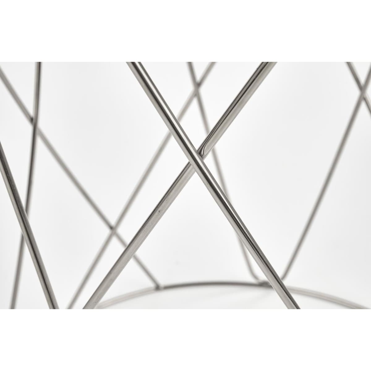 STOLIK KAWOWY Borda 55/55 cm SZKLANY BLAT srebrna podstawa