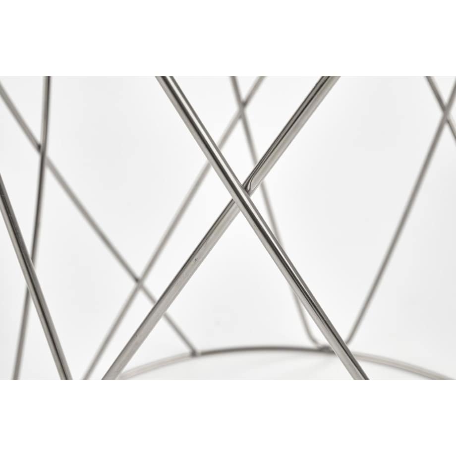 STOLIK KAWOWY Borda 55/55 cm SZKLANY BLAT srebrna podstawa