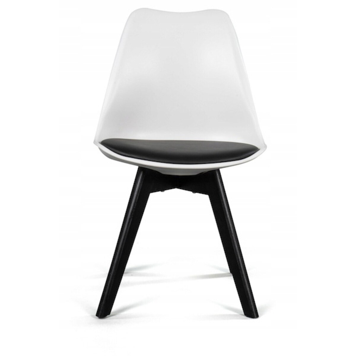 Krzesło skandynawskie do salonu jadalni kuchni nowoczesne DUBLIN biało-czarny noga czarna