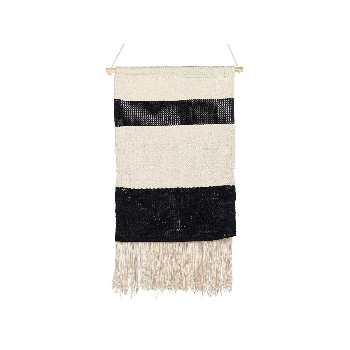 Dekoracja ścienna z frędzlami bawełniana beżowo-czarna DASKA