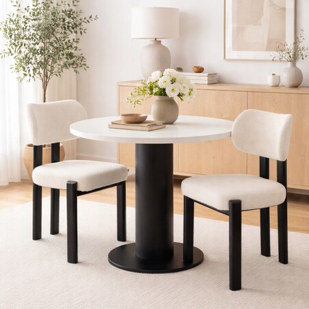 ZESTAW 2 SZTUK Krzesła LUNAR Biało-Czarne Tapicerowane Nowoczesne Loft