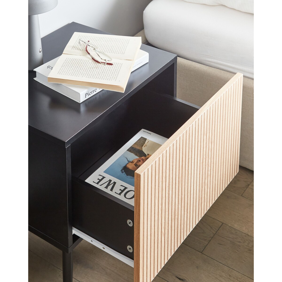 Szafka nocna BLYTHE Drewno Brązowy/ czarny