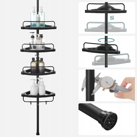 Półka Łazienkowa Teleskopowa Pod Prysznic Regulowana Czarny