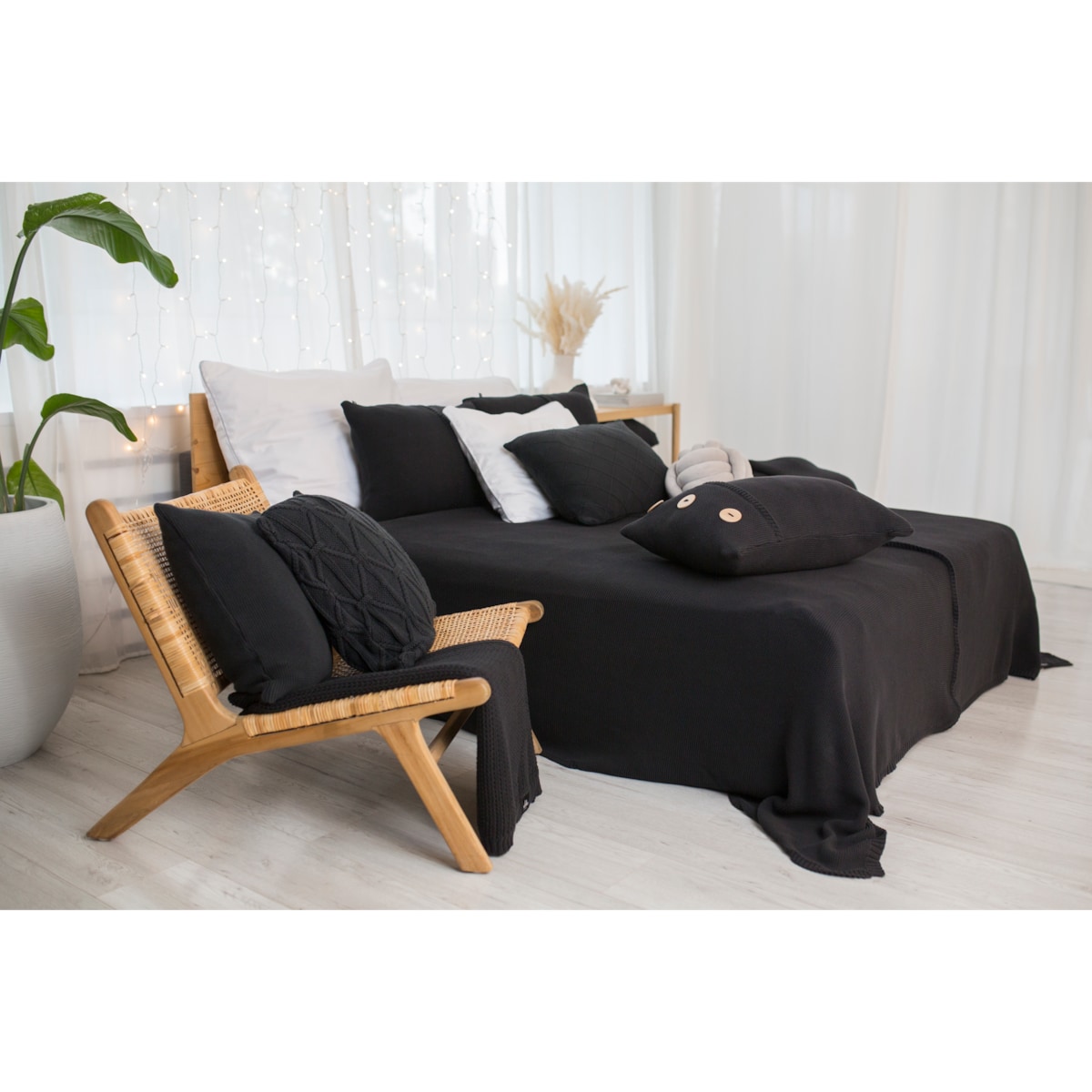 Narzuta klasyczna grafitowa, 220 x 240 cm, La Manta