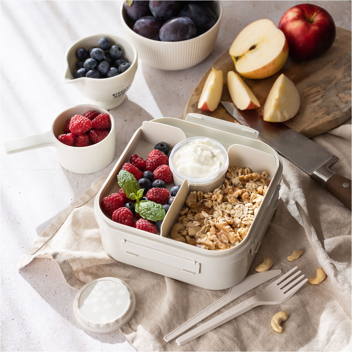 Pojemnik Śniadaniowy Plastikowy Śniadaniówka Lunch Box 1.6 L Biały