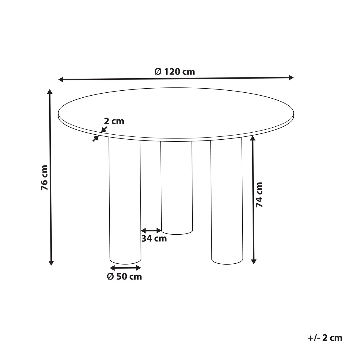Stół do jadalni ORIN Jesion ciemny 120 cm 120 cm