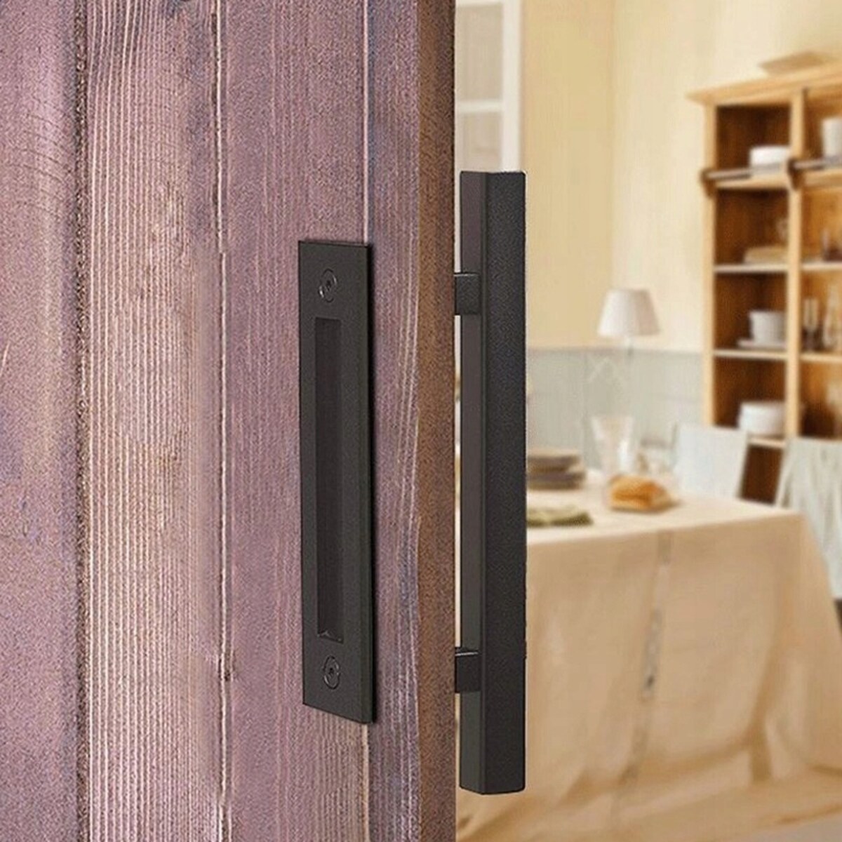 Klamka do drzwi przesuwnych uchwyt matowy czarny pochwyt retro loft premium