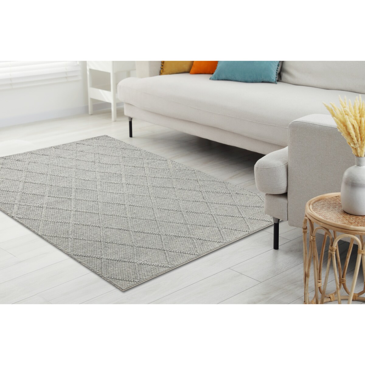 Dywan wełniany TAHAR 99001G szary - RĘCZNIE 200x290 cm