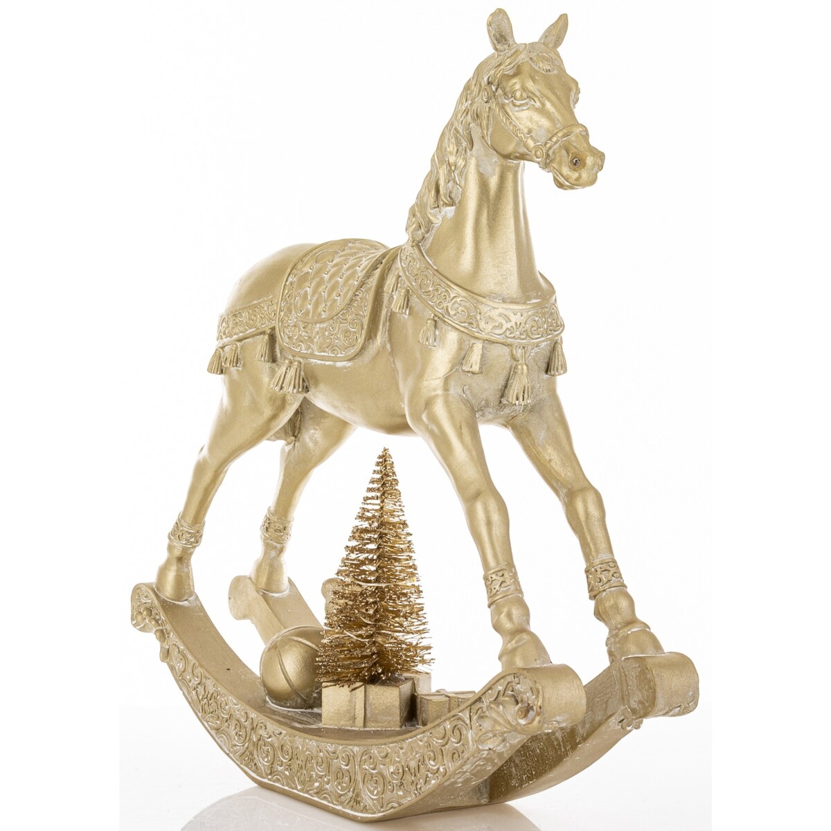 Figurka - złoty konik na biegunach LED 28,5x7,5X29 cm ORO