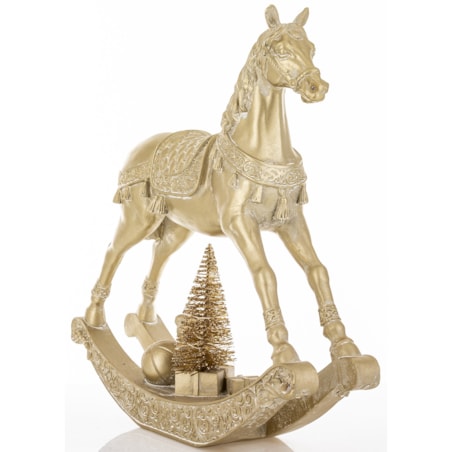 Figurka - złoty konik na biegunach LED 28,5x7,5X29 cm ORO