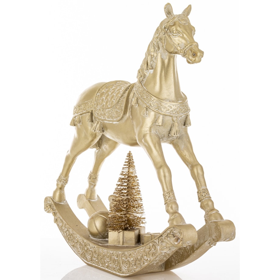 Figurka - złoty konik na biegunach LED 28,5x7,5X29 cm ORO