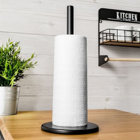 Stojak kuchenny metalowy czarny na ręczniki papierowe papier uchwyt na ręcznik papierowy