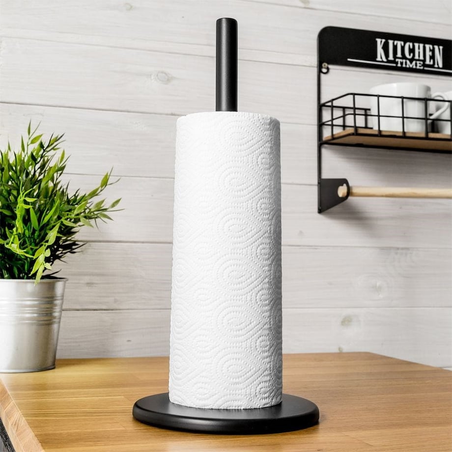 Stojak kuchenny metalowy czarny na ręczniki papierowe papier uchwyt na ręcznik papierowy