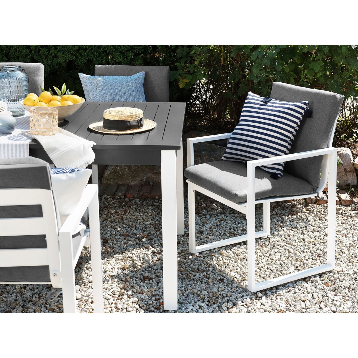 Zestaw ogrodowy stół i 6 krzeseł szary PANCOLE