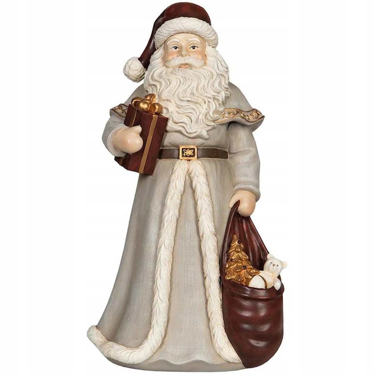 MIKOŁAJ FIGURKA 30cm ŚWIĄTECZNA SZARA NA ŚWIĘTA PREZENT BOŻE NARODZENIE