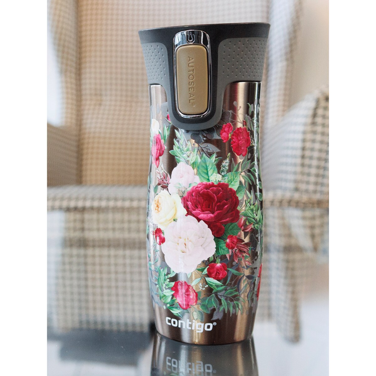 Kubek termiczny Contigo West Loop 2.0 470 ml - latte - Kwiaty