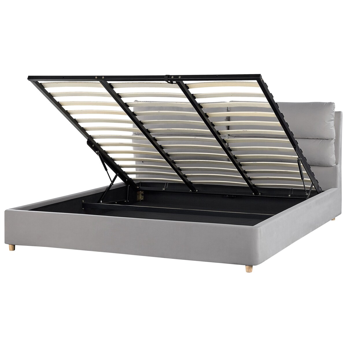 Łóżko z pojemnikiem welurowe 180 x 200 cm jasnoszare BATILLY