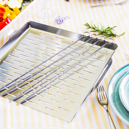 Szpikulce na szaszłyki, do grilla, 4 szt, 35,8cm, stal nierdzewna, KINGHOFF