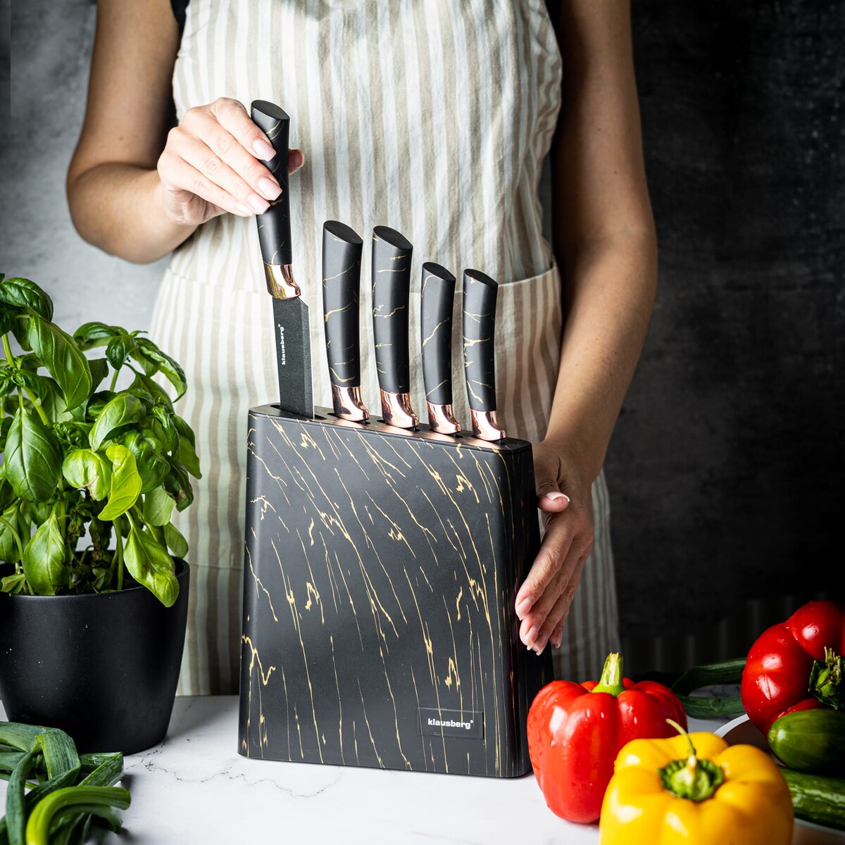 Zestaw noży kuchennych w bloku 5 elementów noże KLAUSBERG