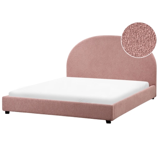 Łóżko boucle 160 x 200 cm pastelowy róż VAUCLUSE