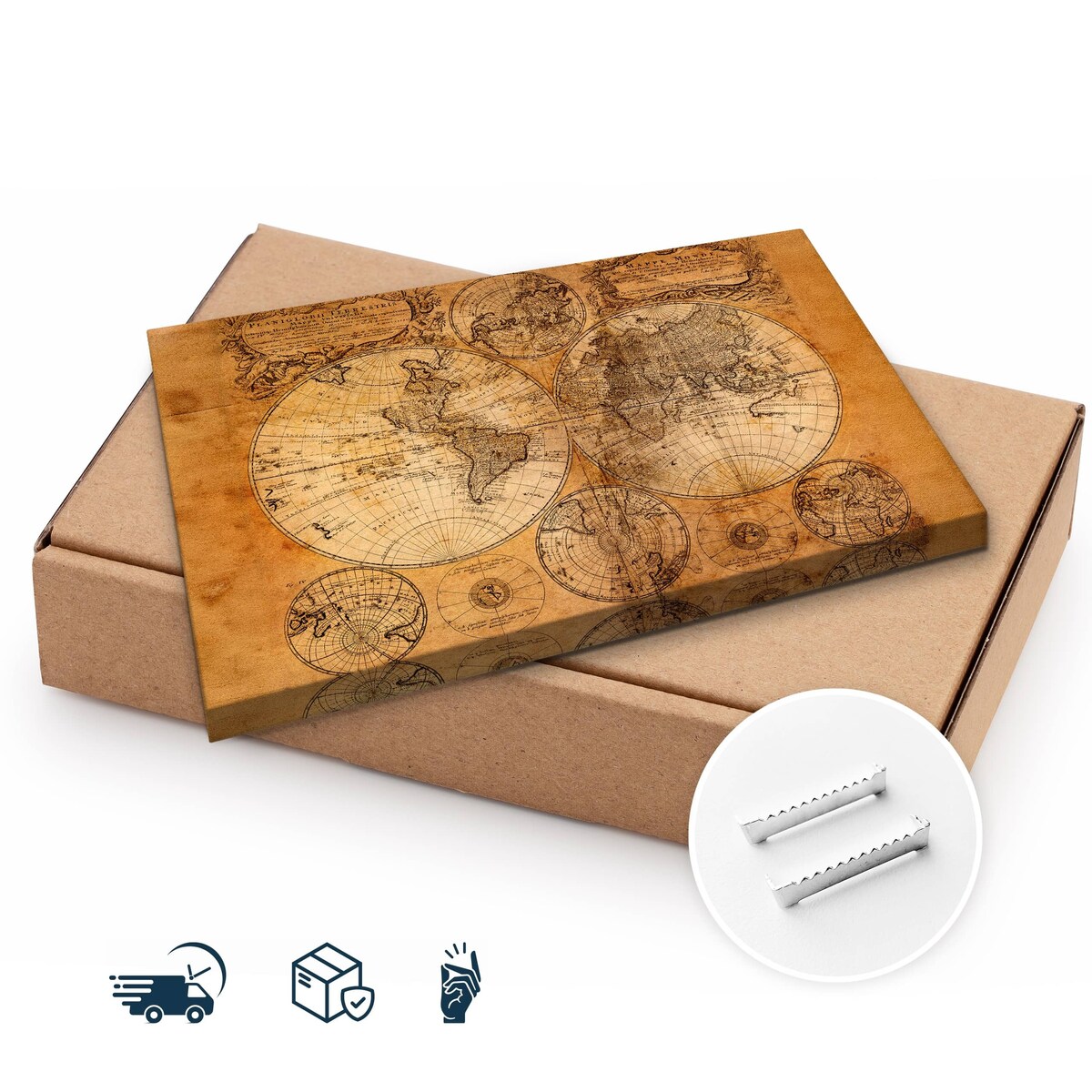 Obraz na Płótnie Stara Mapa Świata VINTAGE 30x20cm